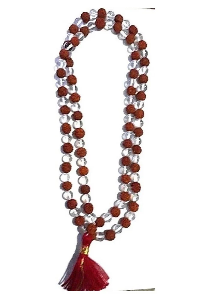 Sphatik Crystal Rudraksha Mala