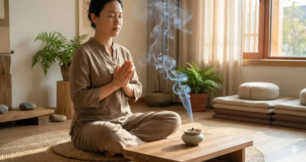 Spiritual Cleansing with Meditation Incense Before Practice